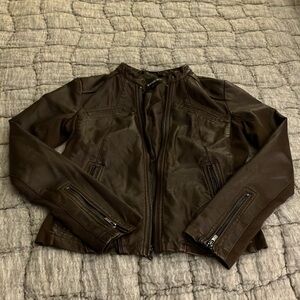 Express Women's Brown Faux Leather Jacket